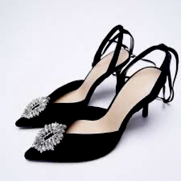 NWT Zara heels with sparkly brooch - Picture 3 of 7
